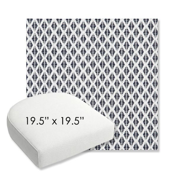 Picture of Detail Navy | 19.5" x 19.5" Bullnose Contoured Rounded Back Wicker Chair Cushion - Sunbrella© Fabric