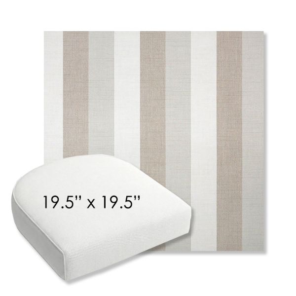 Picture of Direction Linen | 19.5" x 19.5" Bullnose Contoured Rounded Back Wicker Chair Cushion - Sunbrella© Fabric