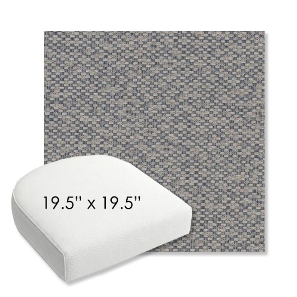 Picture of Dumont Slate | 19.5" x 19.5" Bullnose Contoured Rounded Back Wicker Chair Cushion - Sunbrella© Fabric
