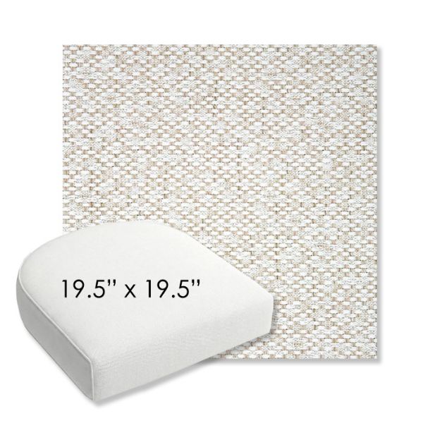 Picture of Dumont Stucco | 19.5" x 19.5" Bullnose Contoured Rounded Back Wicker Chair Cushion - Sunbrella© Fabric