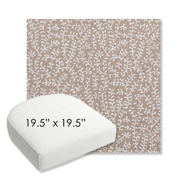 Picture of Eberly Linen | 19.5" x 19.5" Bullnose Contoured Rounded Back Wicker Chair Cushion - Sunbrella© Fabric