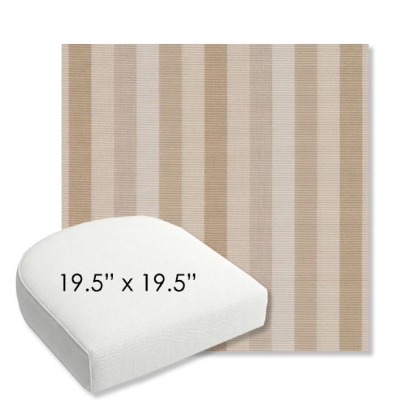 Picture of Entice Linen | 19.5" x 19.5" Bullnose Contoured Rounded Back Wicker Chair Cushion - Sunbrella© Fabric