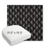 Picture of Etched Angles Char | 19.5" x 19.5" Bullnose Contoured Rounded Back Wicker Chair Cushion - Sunbrella© Fabric