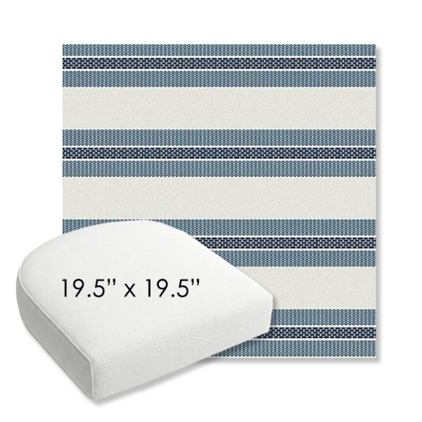 Picture of Excel Denim | 19.5" x 19.5" Bullnose Contoured Rounded Back Wicker Chair Cushion - Sunbrella© Fabric