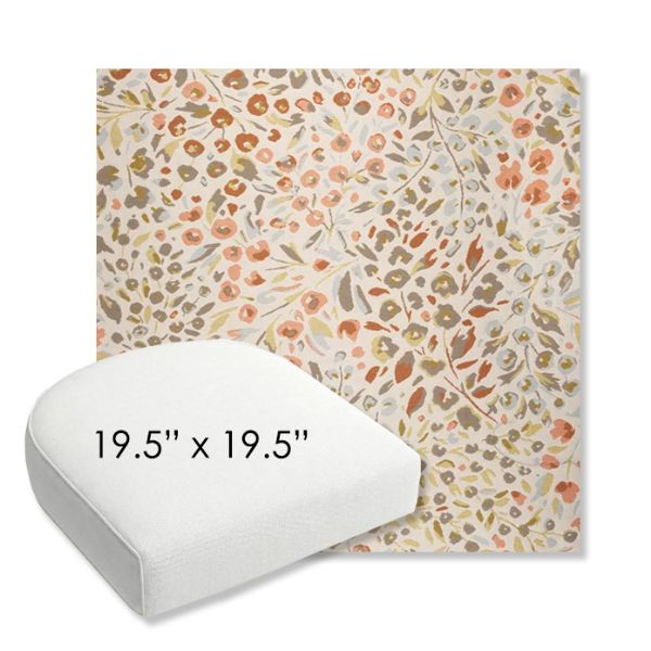 Picture of Flora Sunset | 19.5" x 19.5" Bullnose Contoured Rounded Back Wicker Chair Cushion - Sunbrella© Fabric
