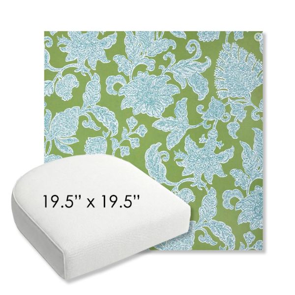 Picture of Floral Song Spring | 19.5" x 19.5" Bullnose Contoured Rounded Back Wicker Chair Cushion - Sunbrella© Fabric
