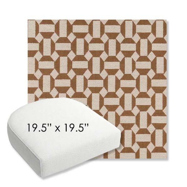 Picture of Hoopla Cold Brew | 19.5" x 19.5" Bullnose Contoured Rounded Back Wicker Chair Cushion - Sunbrella© Fabric
