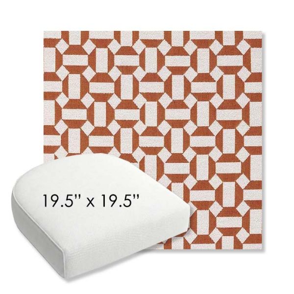 Picture of Hoopla Tobiko | 19.5" x 19.5" Bullnose Contoured Rounded Back Wicker Chair Cushion - Sunbrella© Fabric