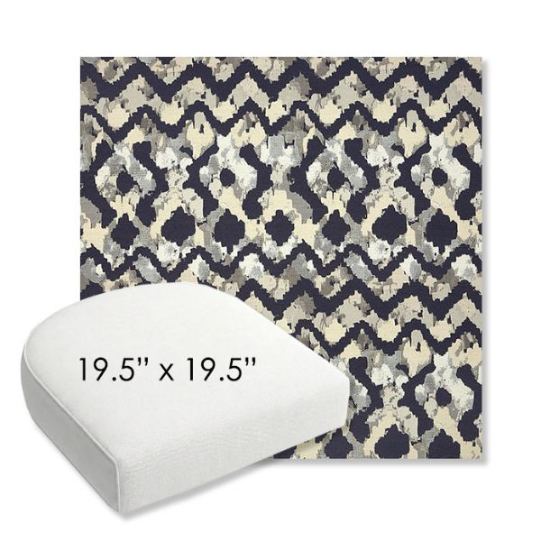 Picture of Inga Midnight | 19.5" x 19.5" Bullnose Contoured Rounded Back Wicker Chair Cushion - Sunbrella© Fabric