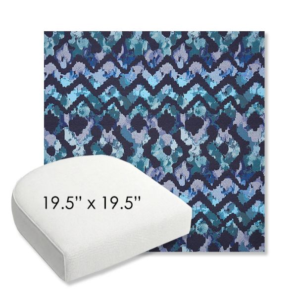 Picture of Inga Waterscape | 19.5" x 19.5" Bullnose Contoured Rounded Back Wicker Chair Cushion - Sunbrella© Fabric
