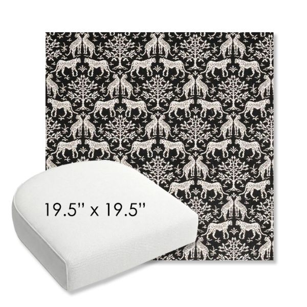Picture of Jaipur Frame Onyx | 19.5" x 19.5" Bullnose Contoured Rounded Back Wicker Chair Cushion - Sunbrella© Fabric