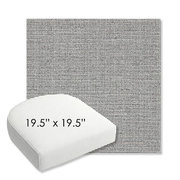 Picture of Kudos Newsprint | 19.5" x 19.5" Bullnose Contoured Rounded Back Wicker Chair Cushion - Sunbrella© Fabric