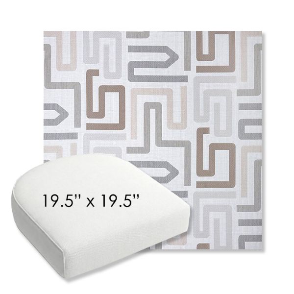 Picture of Labyrinth Cloud | 19.5" x 19.5" Bullnose Contoured Rounded Back Wicker Chair Cushion - Sunbrella© Fabric