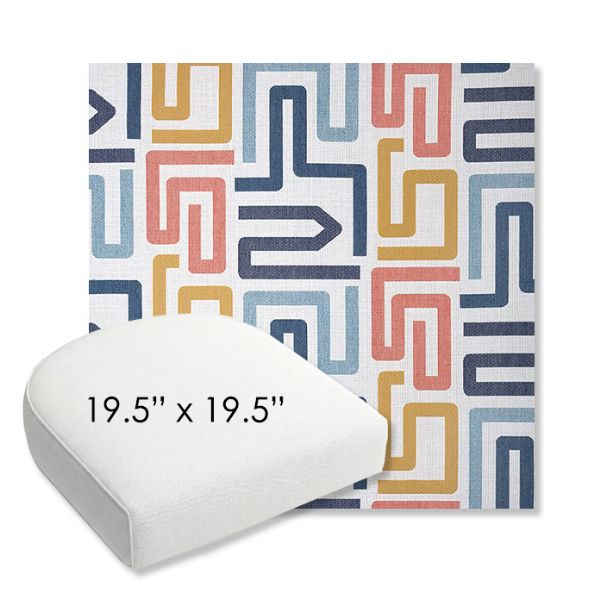 Picture of Labyrinth Fiesta | 19.5" x 19.5" Bullnose Contoured Rounded Back Wicker Chair Cushion - Sunbrella© Fabric