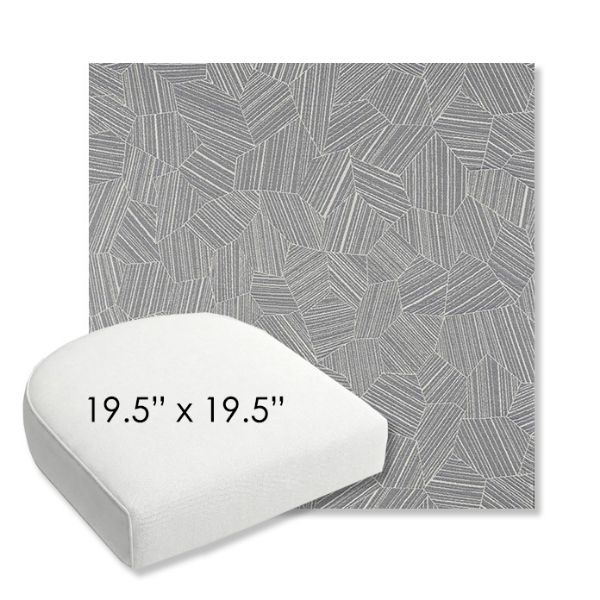 Picture of Leaf Structure Slate | 19.5" x 19.5" Bullnose Contoured Rounded Back Wicker Chair Cushion - Sunbrella© Fabric