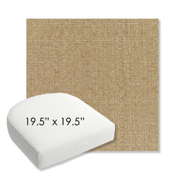 Picture of Linen Sesame | 19.5" x 19.5" Bullnose Contoured Rounded Back Wicker Chair Cushion - Sunbrella© Fabric