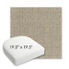 Picture of Linen Stone | 19.5" x 19.5" Bullnose Contoured Rounded Back Wicker Chair Cushion - Sunbrella© Fabric