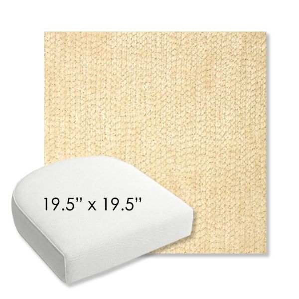 Picture of Margo Parchment | 19.5" x 19.5" Bullnose Contoured Rounded Back Wicker Chair Cushion - Sunbrella© Fabric