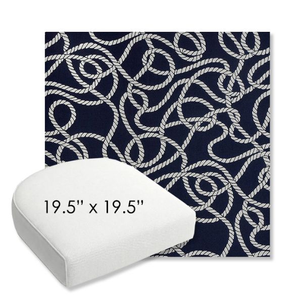 Picture of Maritime Nautical | 19.5" x 19.5" Bullnose Contoured Rounded Back Wicker Chair Cushion - Sunbrella© Fabric