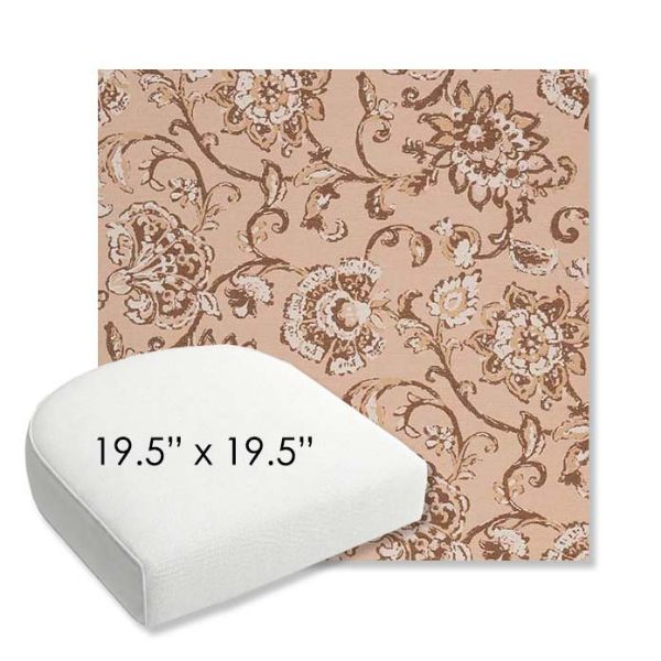 Picture of Martha Floral Dogwood | 19.5" x 19.5" Bullnose Contoured Rounded Back Wicker Chair Cushion - Sunbrella© Fabric