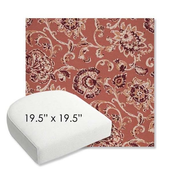 Picture of Martha Floral Rose Vine | 19.5" x 19.5" Bullnose Contoured Rounded Back Wicker Chair Cushion - Sunbrella© Fabric