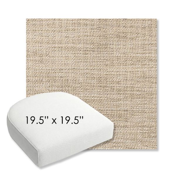 Picture of Momento Parchment | 19.5" x 19.5" Bullnose Contoured Rounded Back Wicker Chair Cushion - Sunbrella© Fabric