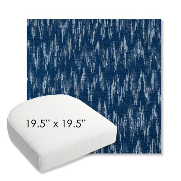 Picture of Mountains Lagoon | 19.5" x 19.5" Bullnose Contoured Rounded Back Wicker Chair Cushion - Sunbrella© Fabric