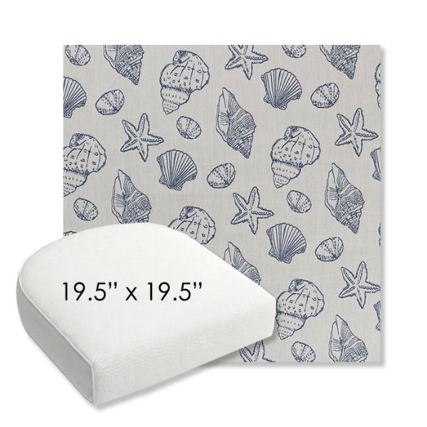 Picture of Nantucket Atlantis | 19.5" x 19.5" Bullnose Contoured Rounded Back Wicker Chair Cushion - Sunbrella© Fabric