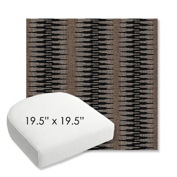 Picture of Ortiz Onyx | 19.5" x 19.5" Bullnose Contoured Rounded Back Wicker Chair Cushion - Sunbrella© Fabric