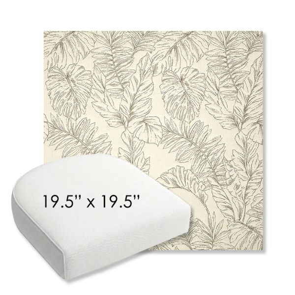 Picture of Palma Whitesand | 19.5" x 19.5" Bullnose Contoured Rounded Back Wicker Chair Cushion - Sunbrella© Fabric