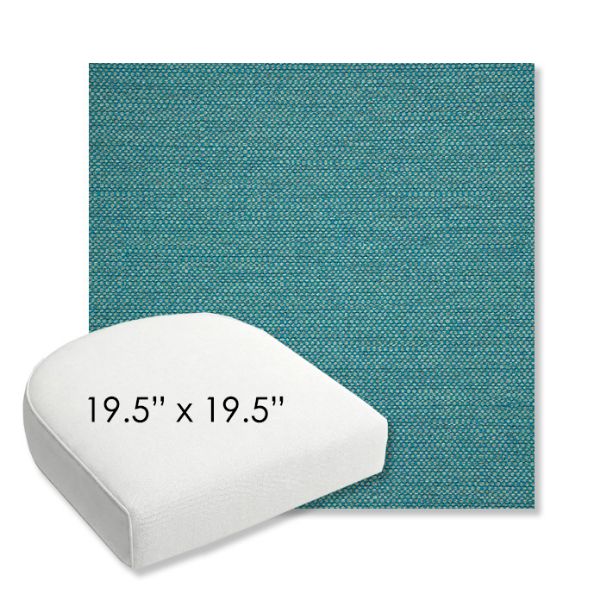 Picture of Piazza Lagoon | 19.5" x 19.5" Bullnose Contoured Rounded Back Wicker Chair Cushion - Sunbrella© Fabric