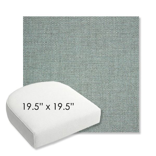 Picture of Piazza Mist | 19.5" x 19.5" Bullnose Contoured Rounded Back Wicker Chair Cushion - Sunbrella© Fabric