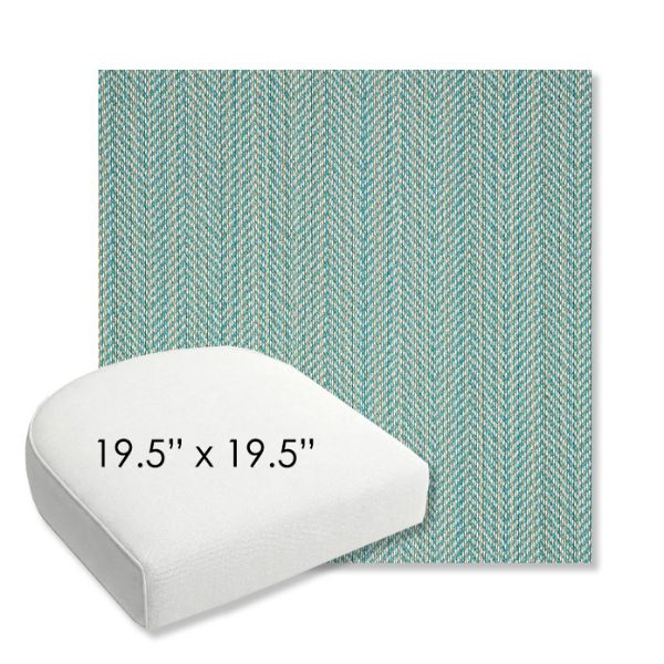 Picture of Posh Aqua | 19.5" x 19.5" Bullnose Contoured Rounded Back Wicker Chair Cushion - Sunbrella© Fabric