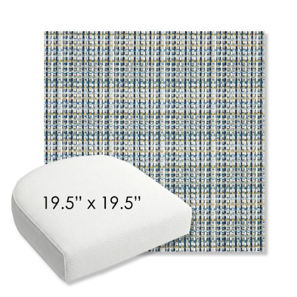 Picture of Principle Lagoon | 19.5" x 19.5" Bullnose Contoured Rounded Back Wicker Chair Cushion - Sunbrella© Fabric