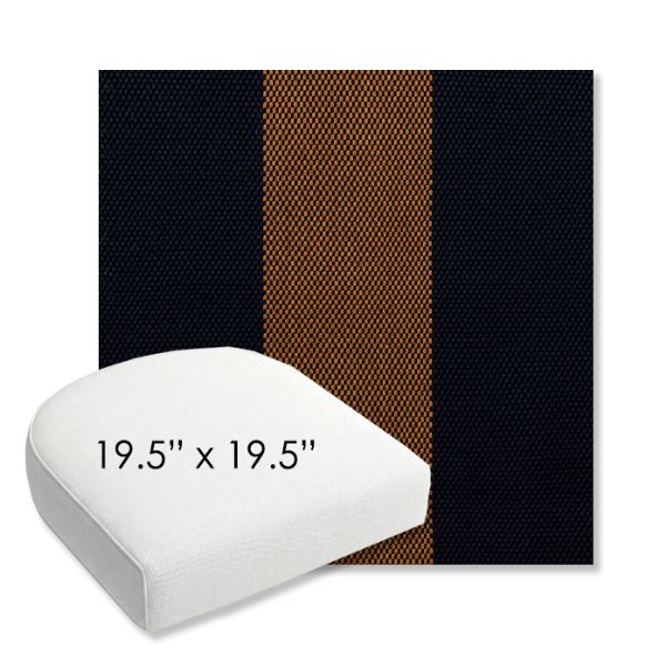 Picture of Rothko Bourbon Blue | 19.5" x 19.5" Bullnose Contoured Rounded Back Wicker Chair Cushion - Sunbrella© Fabric