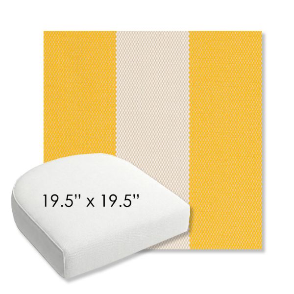 Picture of Rothko Lemonade | 19.5" x 19.5" Bullnose Contoured Rounded Back Wicker Chair Cushion - Sunbrella© Fabric