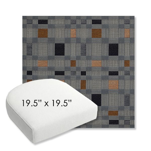 Picture of Rubix Vintage Denim | 19.5" x 19.5" Bullnose Contoured Rounded Back Wicker Chair Cushion - Sunbrella© Fabric