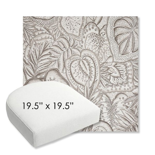 Picture of Sensibility Linen | 19.5" x 19.5" Bullnose Contoured Rounded Back Wicker Chair Cushion - Sunbrella© Fabric
