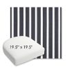 Picture of Shore Navy | 19.5" x 19.5" Bullnose Contoured Rounded Back Wicker Chair Cushion - Sunbrella© Fabric