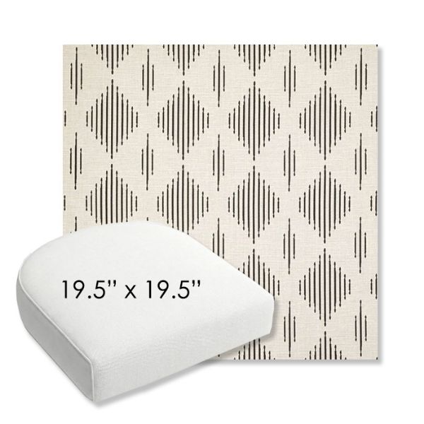 Picture of Spinner Diamond Onyx | 19.5" x 19.5" Bullnose Contoured Rounded Back Wicker Chair Cushion - Sunbrella© Fabric