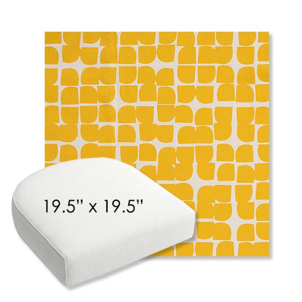 Picture of Toggle Lemon Drop | 19.5" x 19.5" Bullnose Contoured Rounded Back Wicker Chair Cushion - Sunbrella© Fabric