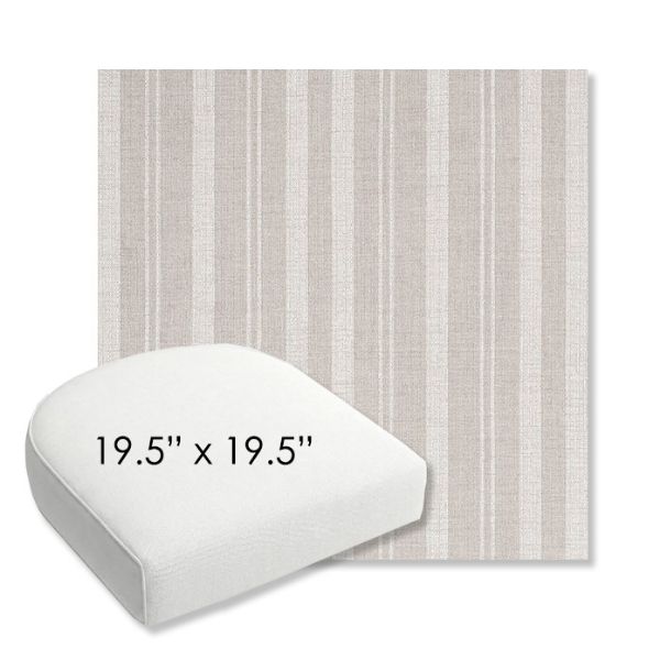 Picture of Tranquil Linen | 19.5" x 19.5" Bullnose Contoured Rounded Back Wicker Chair Cushion - Sunbrella© Fabric