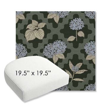 Picture of Trellis Topiary | 19.5" x 19.5" Bullnose Contoured Rounded Back Wicker Chair Cushion - Sunbrella© Fabric