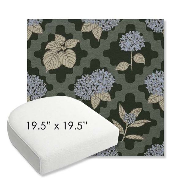 Picture of Trellis Topiary | 19.5" x 19.5" Bullnose Contoured Rounded Back Wicker Chair Cushion - Sunbrella© Fabric