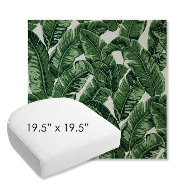 Picture of Tropics Jungle | 19.5" x 19.5" Bullnose Contoured Rounded Back Wicker Chair Cushion - Sunbrella© Fabric
