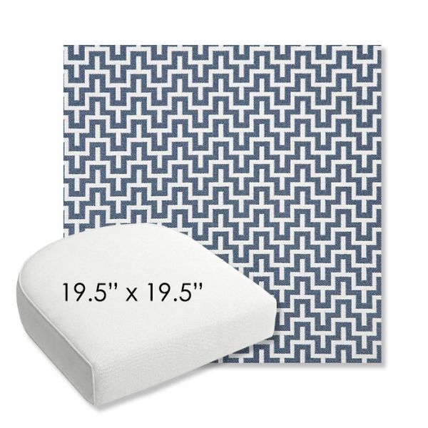 Picture of Underline Denim | 19.5" x 19.5" Bullnose Contoured Rounded Back Wicker Chair Cushion - Sunbrella© Fabric