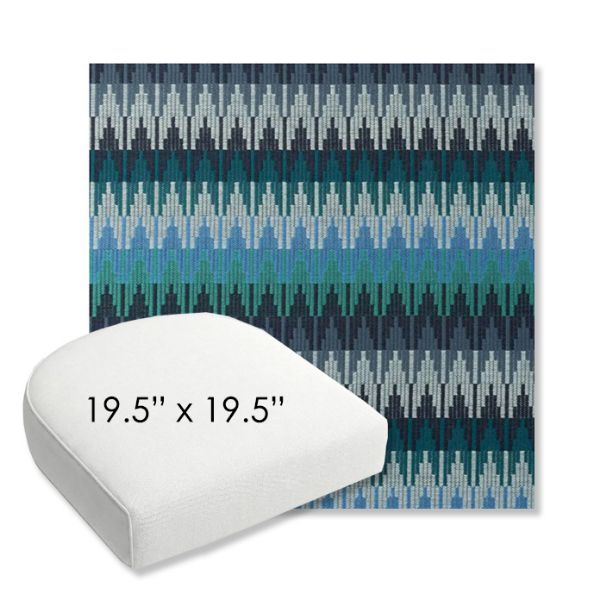 Picture of Valley Lagoon | 19.5" x 19.5" Bullnose Contoured Rounded Back Wicker Chair Cushion - Sunbrella© Fabric