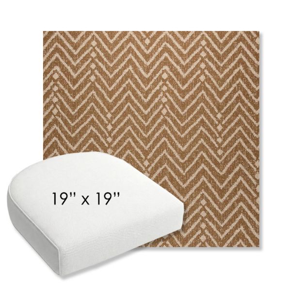 Picture of Argo Toffee | 19" x 19" Bullnose Contoured Rounded Back Wicker Chair Cushion - Sunbrella© Fabric
