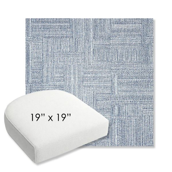 Picture of Boro Indigo | 19" x 19" Bullnose Contoured Rounded Back Wicker Chair Cushion - Sunbrella© Fabric