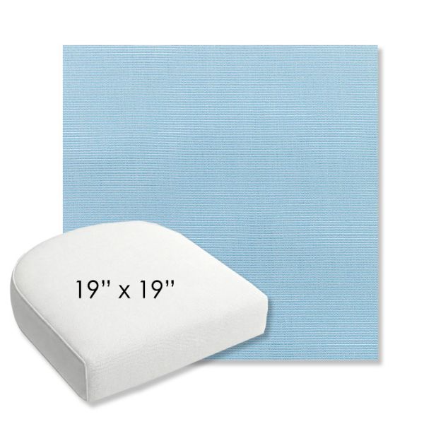 Picture of Canvas Air Blue | 19" x 19" Bullnose Contoured Rounded Back Wicker Chair Cushion - Sunbrella© Fabric